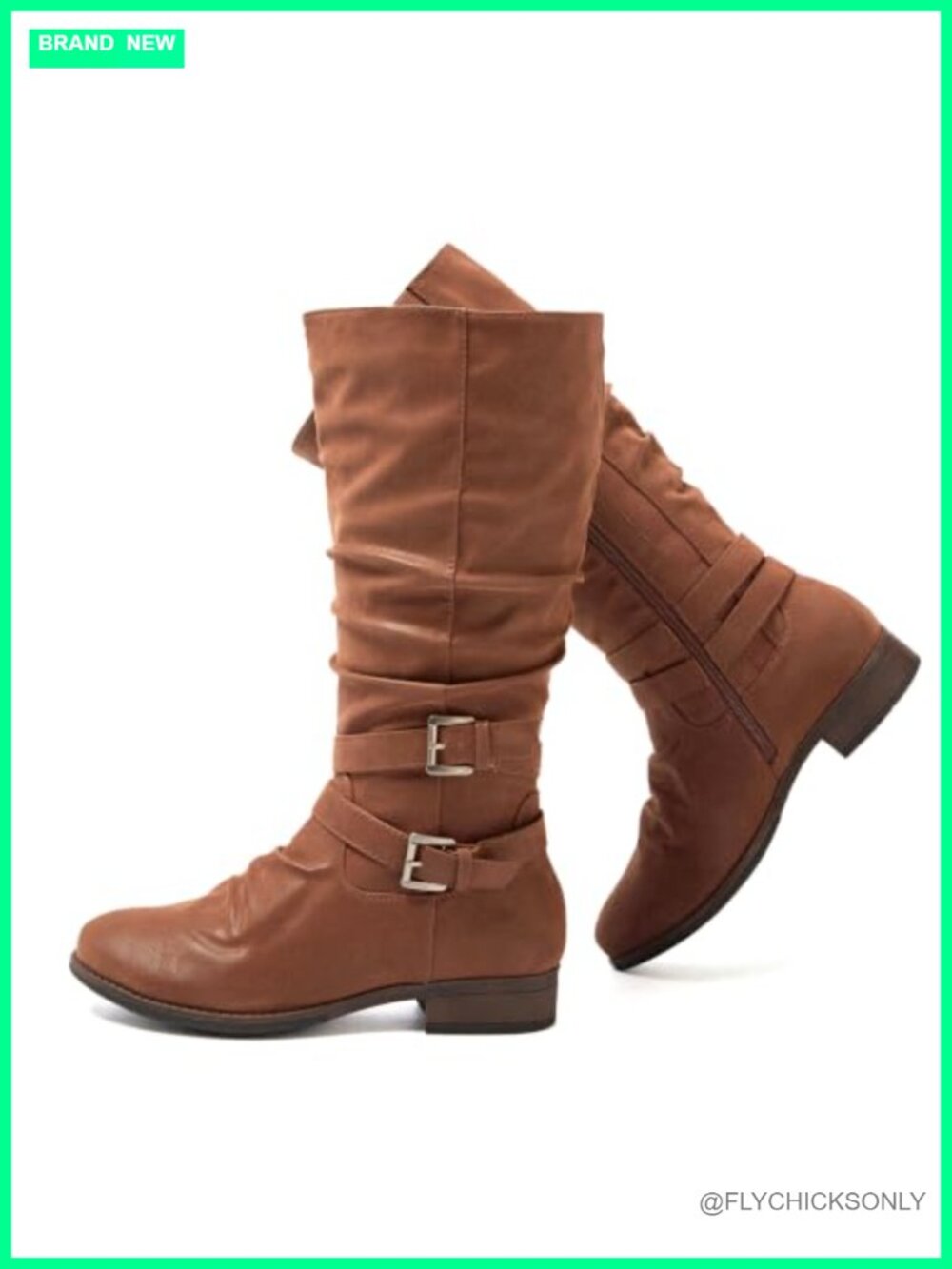 Extra Wide Calf Faux Leather Round Toe Knee High Boots Memory Foam